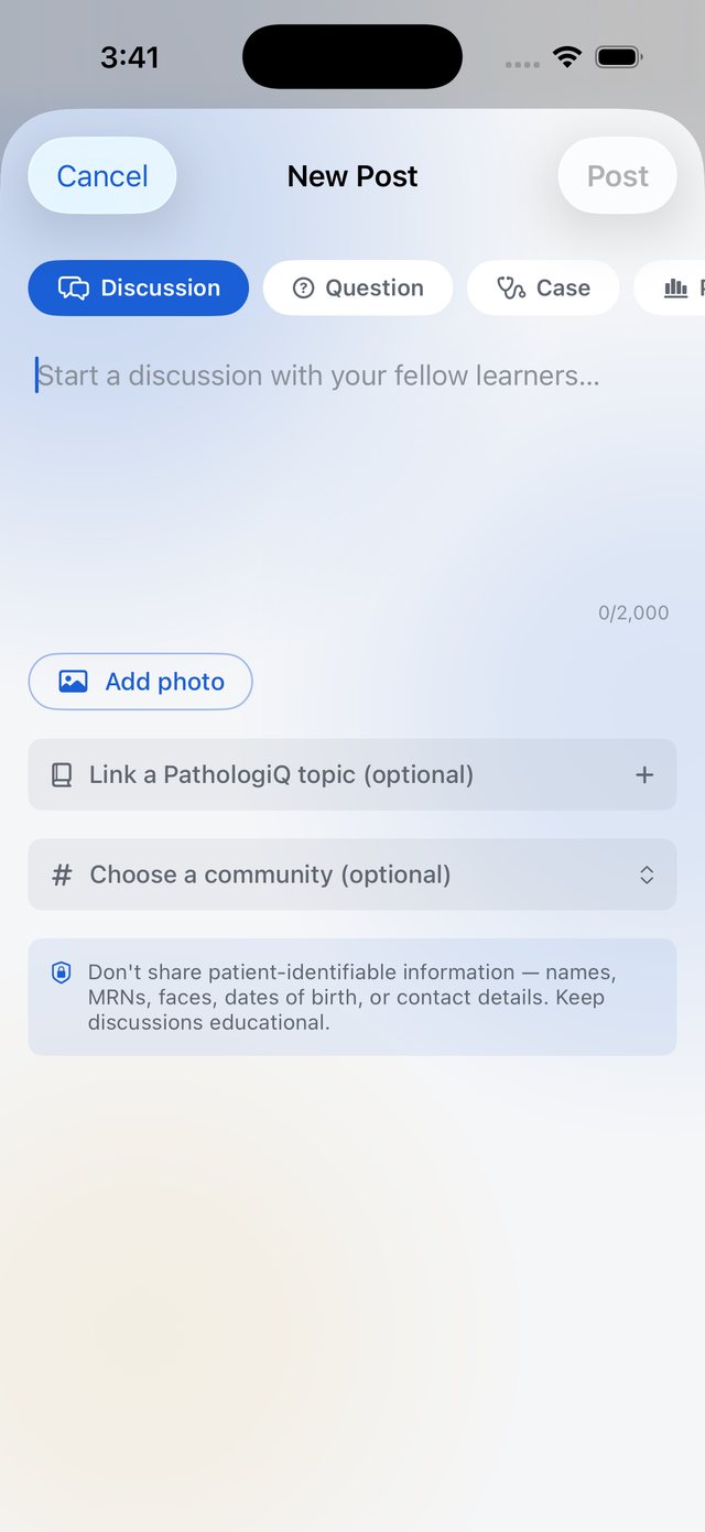 Writing a Leexa post: discussion, question, case or poll, with a topic link and a community